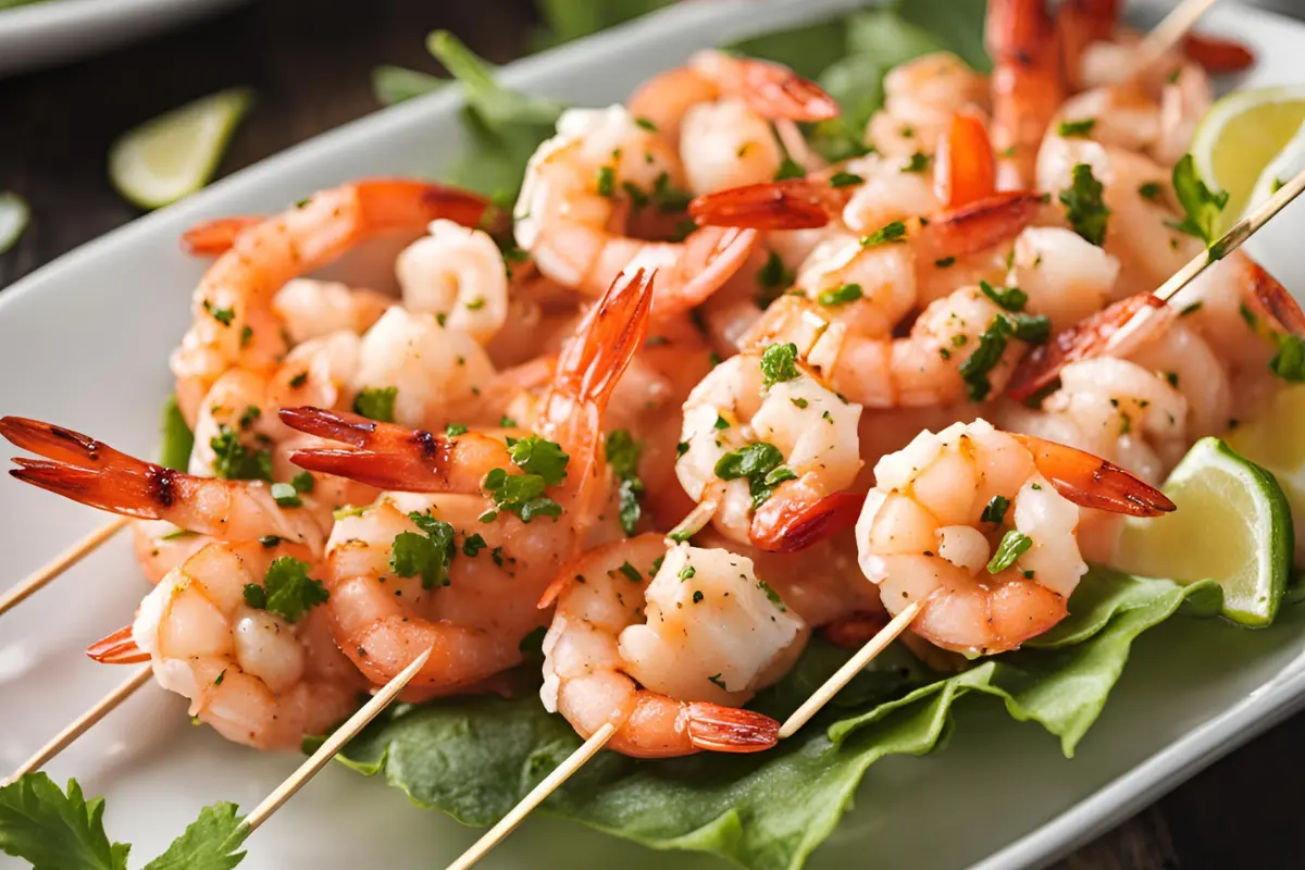 Succulent Shrimp Brochette skewers on the grill