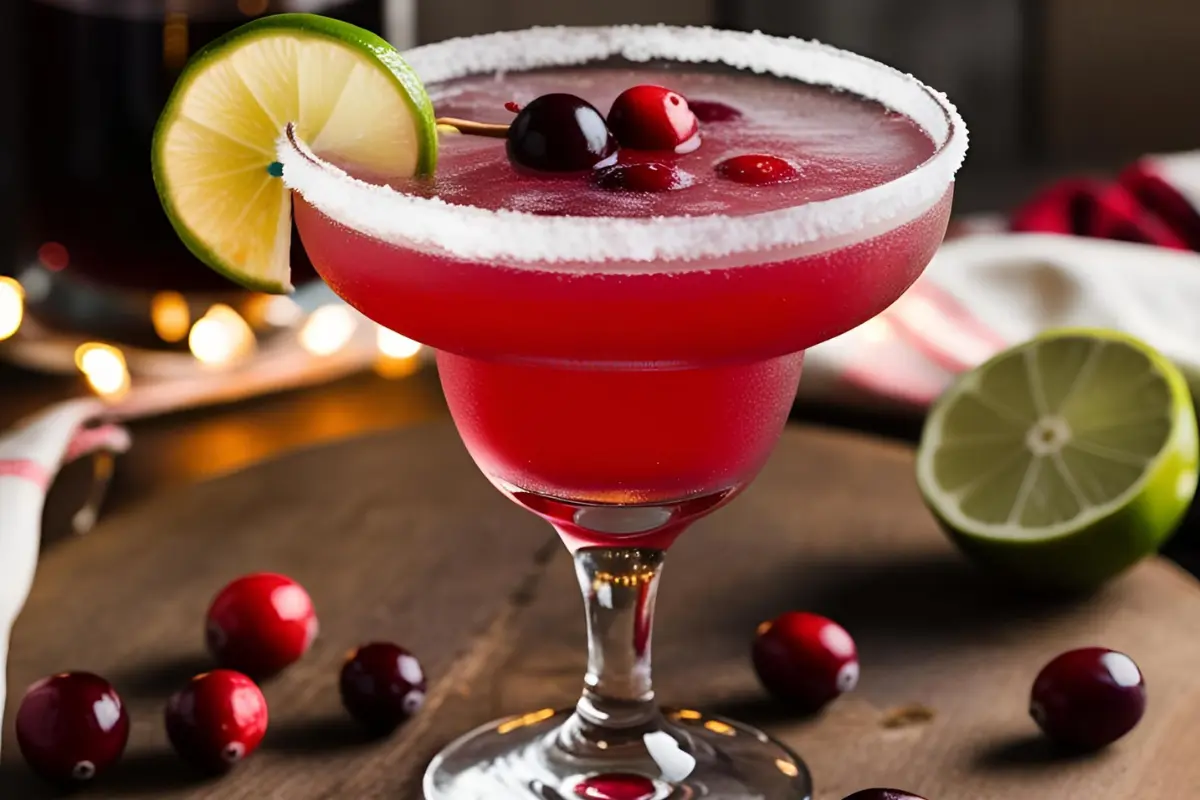 Refreshing Cranberry Margarita with Lime and Fresh Cranberries